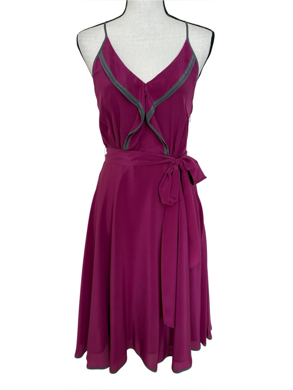 Girls of Savoy Anthropologie Gull Wings Purple Silk Dress Womens Size 6